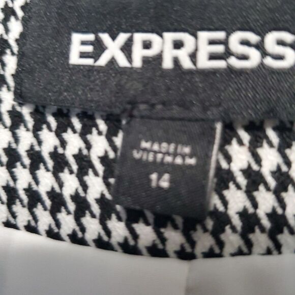 Express Women's Houndstooth Open Front Blazer with Zip Pockets Size 14 - Picture 4 of 6